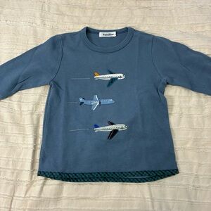 Familiar Blue Kids Long-Sleeve Airplane Top. Super cute! 3D planes. Almost new!
